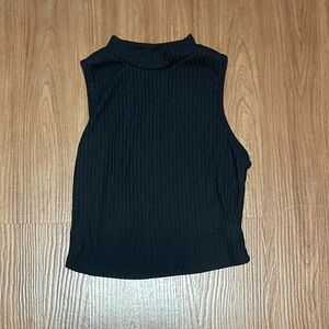 Sleeveless Black Ribbed Top